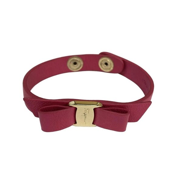 Salvatore Ferragamo Jewelry - Salvatore Ferragamo - Pink Gold Leather Hardware Bracelet